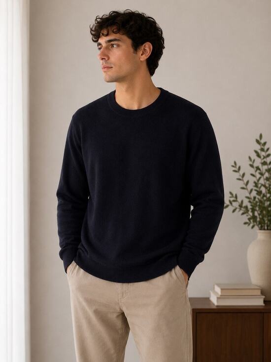 Banana Republic Other - Banana Republic Extra Fine Merino Wool Sweater Navy Crew Neck Men’s Large L